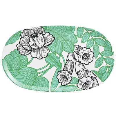 Escapade Tropicale Green Tray 22" x 13" Oval