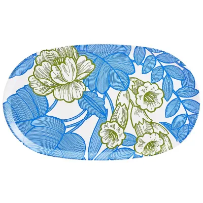 Escapade Tropicale Blue Tray 22" x 13" Oval