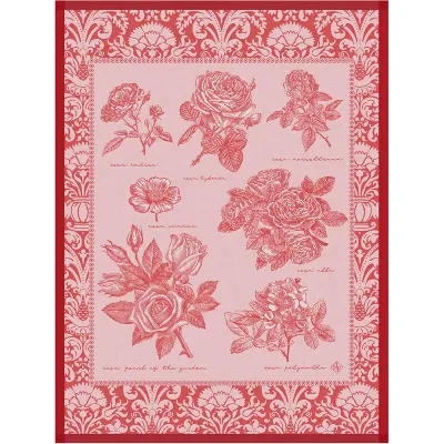 Jardin Des Roses Red Tea Towel 24" x 31"