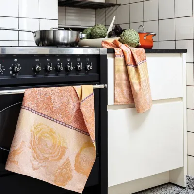 Jardin Des Choux Orange Tea Towel 24" x 31"