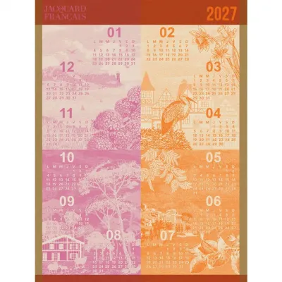 Calendrier 2027 Orange Tea Towel 24" x 31"