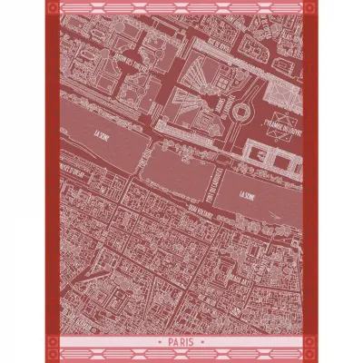 A Vol D'Oiseau Red Tea Towel 24" x 31"