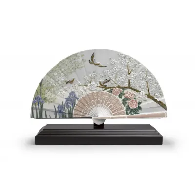 Iris And Cherry Flowers Fan Decorative Fan Limited Edition (Special Order)