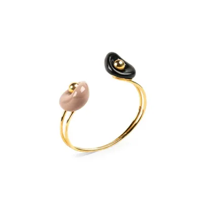 Golden Pebbles Cuff Black Beige And Golden Luster