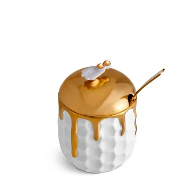 Beehive Honey Pot + Spoon 3 x 4" - 8 x 10cm/8oz - 23cl