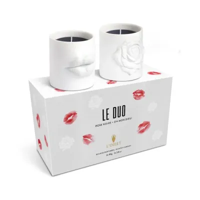 Le Duo - Oh Mon Dieu! + Rose Noire Candles - Small (Set of 2) Each Candle: 2.25 x 2.5" - 6 x 6.5cm / 2.8oz - 80g