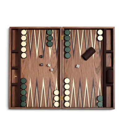 Matis Backgammon Set Closed: 19.25 x 12.25 x 2.5" - 49 x 31 x 6cm; Open: 19.25 x 24.75 x 1.25" - 49 x 63 x 3cm