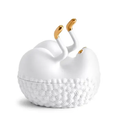 L'Objet + Haas Butts Up Box White + Gold 6.5 x 5.25 x 6.25" - 17 x 13 x 16cm