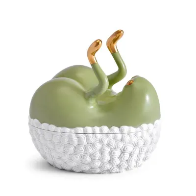 L'Objet + Haas Butts Up Box Matcha + Gold 6.5 x 5.25 x 6.25" - 17 x 13 x 16cm