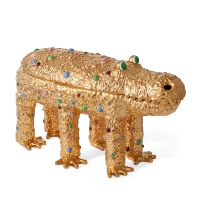 L'Objet + Haas Pedro the Croc Box Gold + Multi-colored Limited Edition of 100 16 x 6.25 x 9.25" - 41 x 16 x 23cm (Special Order)