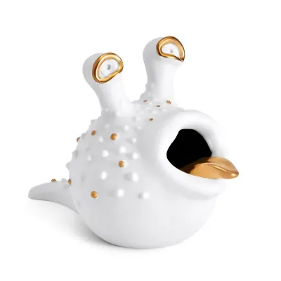L'Objet + Haas Haashtray Ashtray Grand White + Gold 8 x 4.75 x 5.75" - 20 x 12 x 15cm