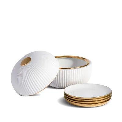Ionic Box + Plates (Set of 4) Box: 5 x 4.5" - 13 x 11cm; Plates: 4.25" - 11cm