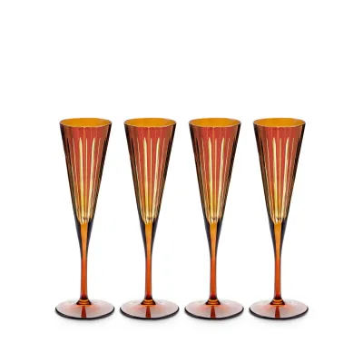 Prism Amber Champagne Flutes (Set of 4)