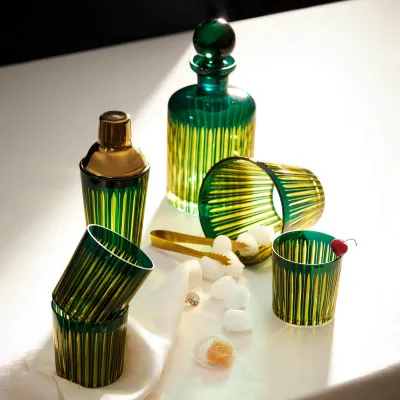 Prism Green Ice Bucket + Tongs