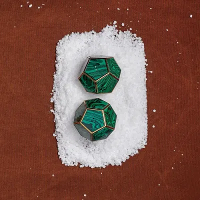 Pentagon Spice Jewel - Malachite + Gold