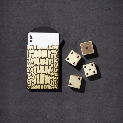 Crocodile Box with Playing Cards Two Decks 6.5 x 4.5 x 1.25" - 17 x 11 x 3cm