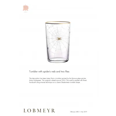 Tumbler Series with spider's web gold rim and two flies