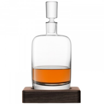 Whisky Renfrew Decanter 1.1L Clear & Walnut Base