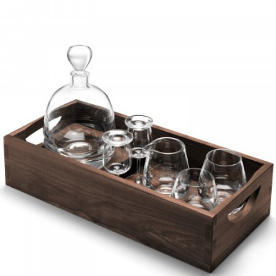 Whisky Islay Connoisseur Set & Walnut Tray L17.5 in