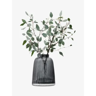 Pleat Vase Height 10.25 in Grey