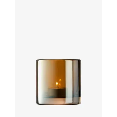 Epoque Tealight Holder Height 3.25 in Amber/Luster