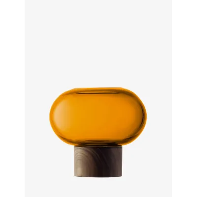 Oblate Vase Height 5.25 in /Round 6 in Amber/Walnut