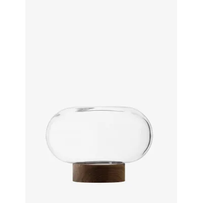 Oblate Vase Height 7.75 in /Round 11.25 in Clear/Walnut