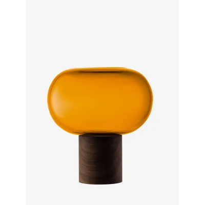 Oblate Vase Height 8.5 in /Round 7.75 in Amber/Walnut