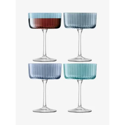 Gems Champagne/Cocktail Glass 8 oz Assorted Sapphire, Set of 4