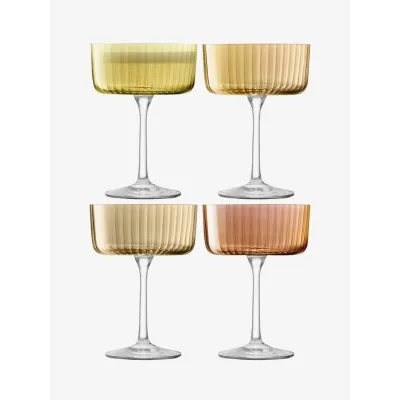 Gems Champagne/Cocktail Glass 8 oz Assorted Amber, Set of 4