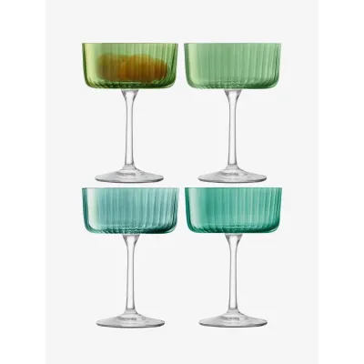 Gems Champagne/Cocktail Glass 8 oz Assorted Jade, Set of 4