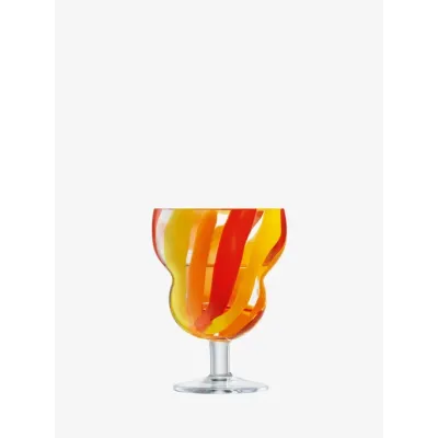 Folk Water/Wine Glass 8 oz Orange/Red/Yellow, Set of 2