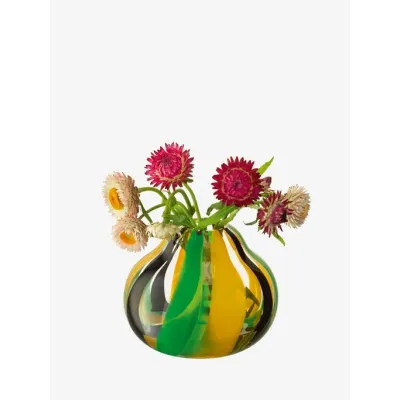 Folk Vase Height 4.5 in Black/Green/Yellow