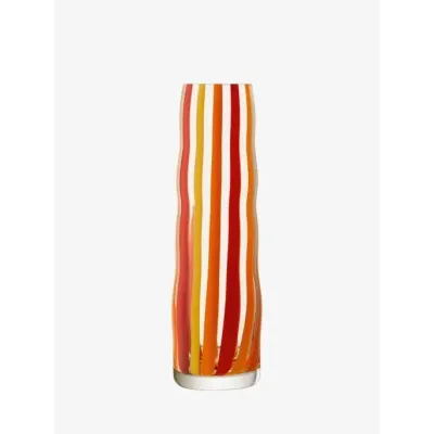 Folk Vase Height 12.5 in Orange/Red/Yellow