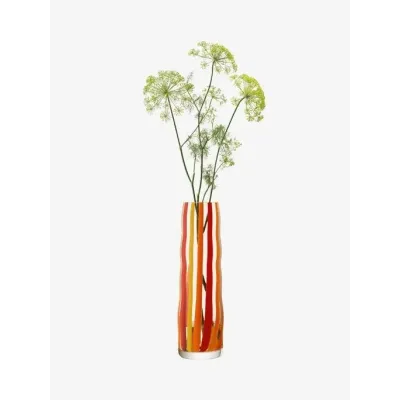 Folk Vase Height 12.5 in Orange/Red/Yellow
