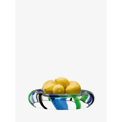 Folk Black/Blue/Green Platter Round 14.25in