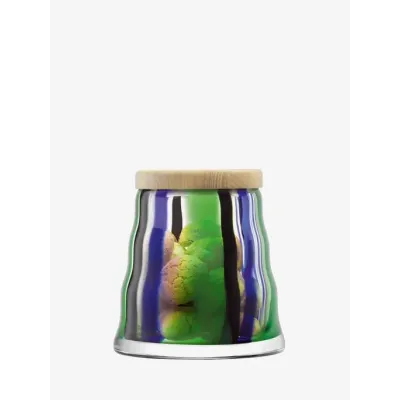 Folk Black/Blue/Green Container & Ash Lid H6in