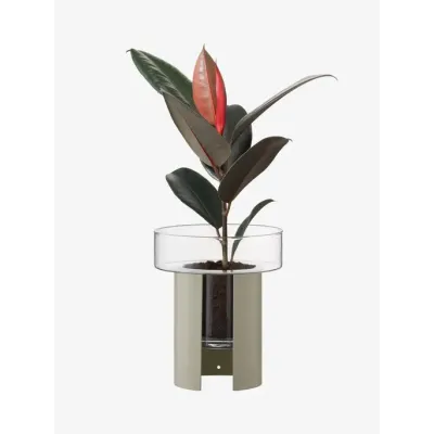 Terrazza Planter Height 8.75 in Round 7.5 in Clear/Concrete Grey