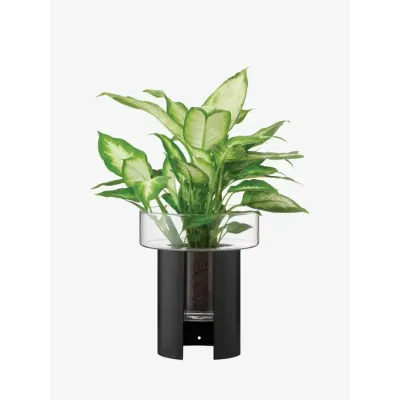 Terrazza Planter Height 8.75 in Round 7.5 in Clear/Jet Black