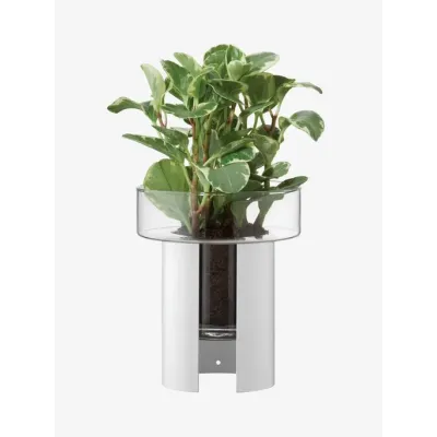 Terrazza Planter Height 8.75 in Round 7.5 in Clear/Chalk White