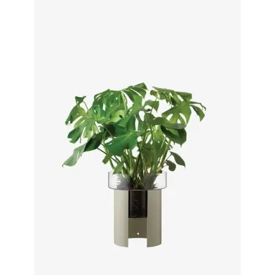 Terrazza Planter Height 17.75 in Round 14.5 in Clear/Concrete Grey