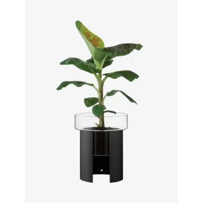 Terrazza Planter Height 17.75 in Round 14.5 in Clear/Jet Black