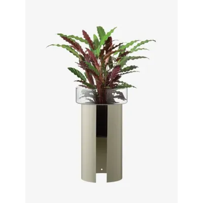 Terrazza Planter Height 23.75 in Round 13.5 in Clear/Concrete Grey