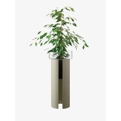 Terrazza Planter Height 29.5 in Round 12.5 in Clear/Concrete Grey