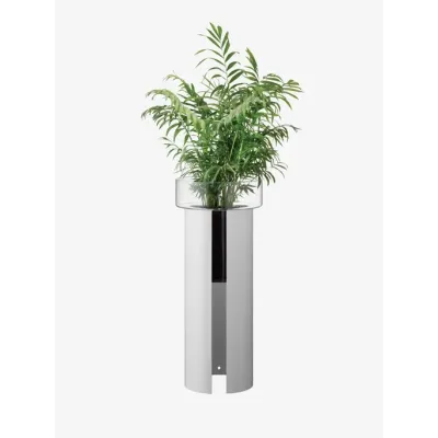 Terrazza Planter Height 29.5 in Round 12.5 in Clear/Chalk White