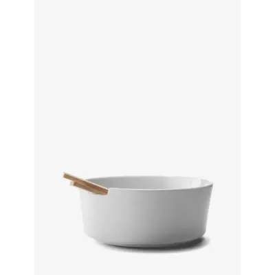 Collective White Salad Bowl & Ash Servers Round 10.25in