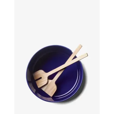 Collective Cobalt Salad Bowl & Ash Servers Round 10.25in