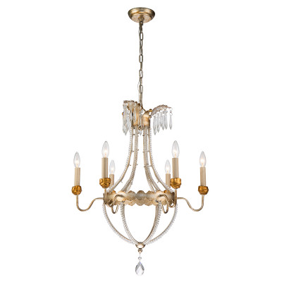 6-Light Empire Gold and Silver Chandelier