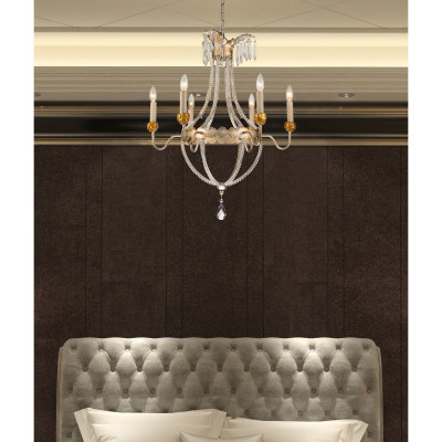 6-Light Empire Gold and Silver Chandelier
