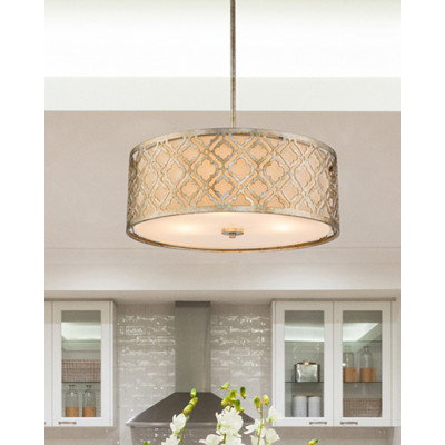 Large Kitchen Island Pendant to Semi Flush Distressed Silver By Lucas McKearn